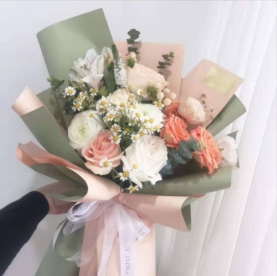 Harga yang bagus Kertas Hanfei kertas bungkus bunga dua warna, kertas Ouya warna padat, bahan buket opp, seni bunga tahan air, kemasan kertas Hansu on line