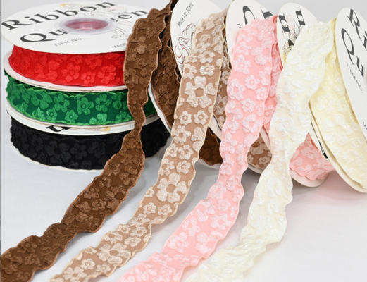 Harga yang bagus 2.5cm Half Satin Half Yarn Packaging Ribbon Bunga Bundle Birthday Cake Ribbon Handmade Butterfly Knot Ribbon on line