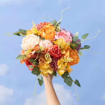 Harga yang bagus Kepala Kecil Peony Bush Bunga Mawar Persia buatan Pernikahan Buket Pengantin Grosir Bunga Mawar Sutra on line