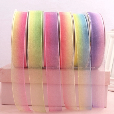 Harga yang bagus Dua nada gradien mutiara kasa, salju kasa, gradien renda, renda, kemasan pita, pita berwarna, bunga segar, pakaian liburan Dekorasi pita on line