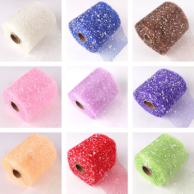 Harga yang bagus 15cm lebar salju dot mesh buatan tangan DIY kartun bunga dekorasi kemasan mesh dekorasi pernikahan dengan beberapa warna on line