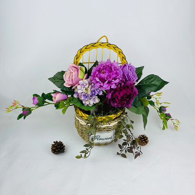 Harga yang bagus Pabrikan baru imitasi gaya Eropa kombinasi peony hortensia kain karangan bunga untuk pernikahan rumah, susunan bunga berbentuk tanduk dan gantung dinding on line