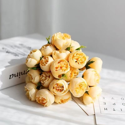 Harga yang bagus 27 bungkus mawar teh, mawar peony, bunga simulasi, barang populer, mawar teh yang dipegang tangan, alat foto, produsen grosir on line