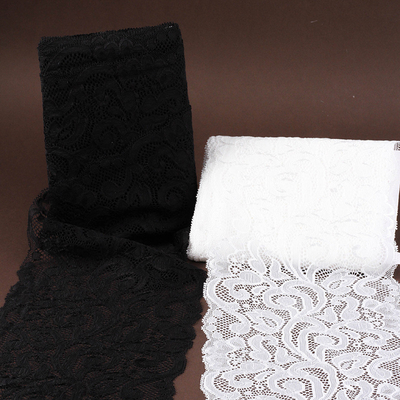 Harga yang bagus 17cm lebar renda tepi, memperluas dekorasi aksesoris, hitam dan putih lebar kain, DIY bungkus bunga, cocok on line