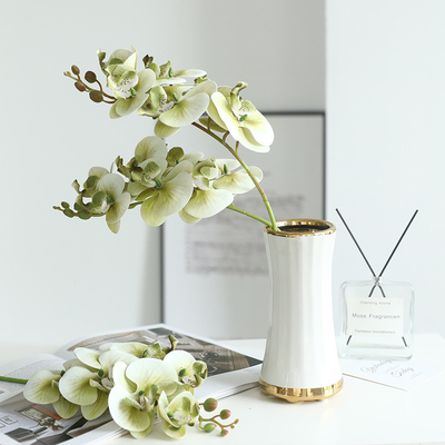 Harga yang bagus Bunga buatan Phalaenopsis yang tercetak 7 kepala dengan 3D yang segar dan elegan, rumah mewah yang ringan ruang tamu dan meja makan. on line