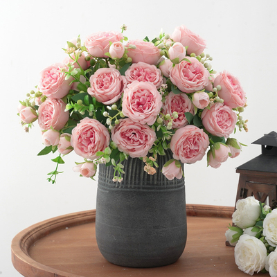 Harga yang bagus Pemandangan musim semi, peonies yang sedang mekar, bunga buatan, peonies, mawar, hiasan rumah, karangan bunga pernikahan, tanda jalan, hiasan meja on line