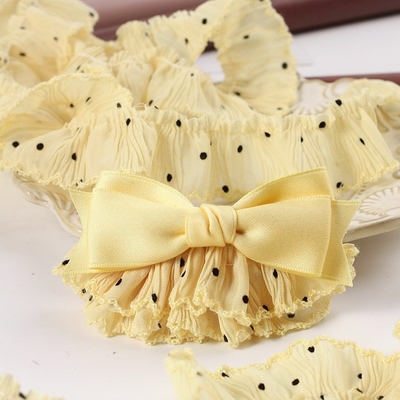 Harga yang bagus Green Woven Ribbon Hair Accessories for Baby Clothing and Lolita Skirt Polka Dot Skirt Berkerut Hem 100m on line