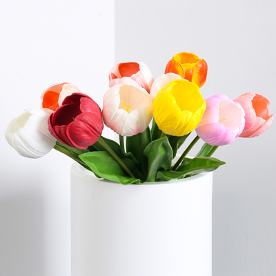 Harga yang bagus Buket simulasi dengan sentuhan pelembab, tulip lentera, susunan bunga kelas atas, dekorasi kue ruang tamu, dekorasi bunga palsu, bunga kering on line