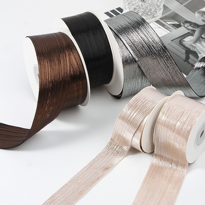 Harga yang bagus Emas dan Perak bergaris Hot Stamping Ribbon untuk DIY Headwear Hair Clips Pakaian dan kotak hadiah sempurna untuk setiap kesempatan on line