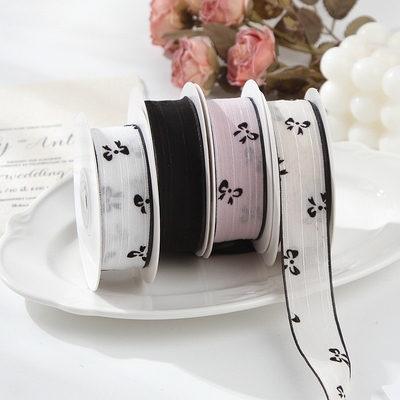 Harga yang bagus Polyester Butterfly Print Snow Ribbon Hair Accessories Eco-Friendly DIY Bow Flower Gift Box Pengemasan on line