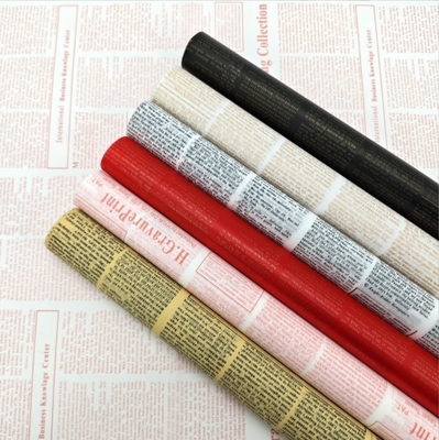 Harga yang bagus Grosir kertas bungkus koran retro Inggris warna kulit, kertas bungkus buket bunga, kertas vegetarian Korea, seni bunga tahan air, toko bunga on line