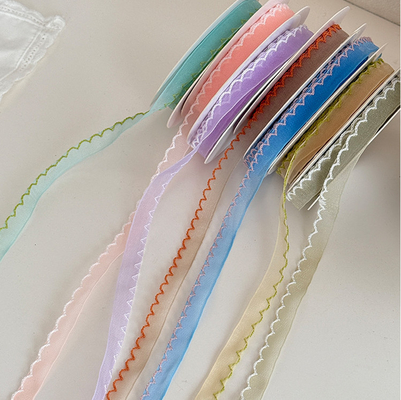 Harga yang bagus Bahan Kemasan Bunga Buatan Tangan DIY Pita Benang Tepi Gelombang 1cm Ikatan Bunga Buket Bunga dengan Ketahanan Warna Kuning on line