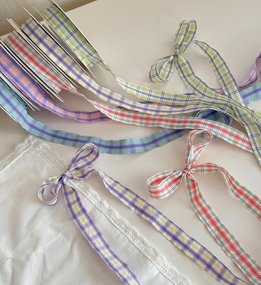 Harga yang bagus DIY Kerajinan Penggunaan 1.5cm Musim semi/musim panas Ribbon kisi berwarna-warni Bunga bunga ramah lingkungan Bahan tenun untuk toko tenun on line