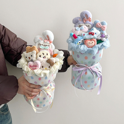 Harga yang bagus Dopamin polka dot kain selesai buket sabun mawar hadiah Hari Valentine untuk teman terbaik dan pacar on line