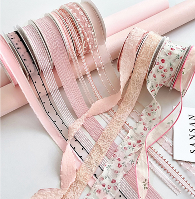 Rizhao Honey Series Ribbon Flower Bouquet Dekorasi Float Handmade Floral DIY Gift Packaging Straps Polyester Material Color Fastness