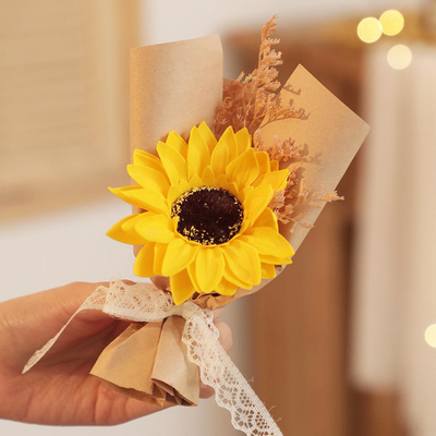Harga yang bagus Kotak hadiah bunga bunga bunga bunga matahari buatan tangan, souvenir Hari Guru, hadiah Hari Valentine, bunga yang dikonser, bunga kering, karangan bunga kecil on line