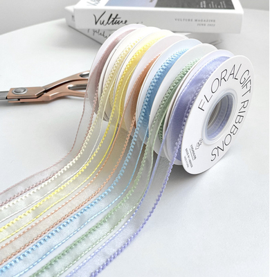 Harga yang bagus Korea Wave Edge Snow Silk Ribbon Bungkusan Bunga Bahan DIY Buket Bunga Pengikat Strip dekoratif canggih on line
