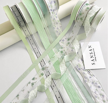 1cm Cuci Mint Manbo Ribbon Bunga Bouquet Float Desain Bunga Kerajinan DIY Kado Kue Paket Dekoratif Tali