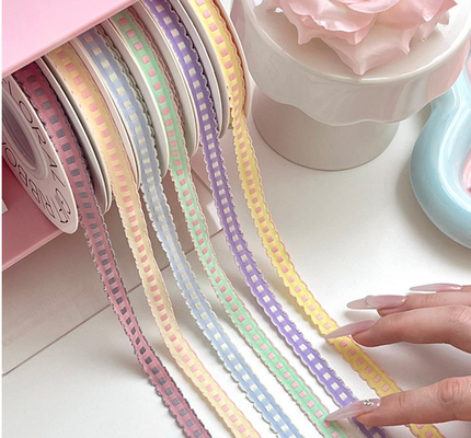 Harga yang bagus Dasi Jumping Grid Ribbon Bunga Bundle Bow Tie Kue Baking Ribbon Bunga Seni Bahan DIY buatan tangan on line
