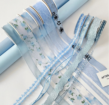 Harga yang bagus buatan manusia Samudra Biru Mimpi Mencari Seri Ribbon Bunga Buket Kemasan Ribbon Bunga Dekorasi Bahan Batch Kerajinan DIY on line