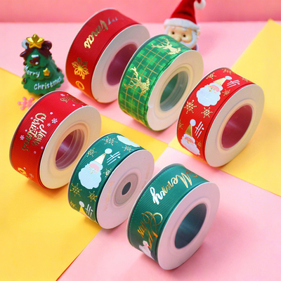 Harga yang bagus Ribbon Natal Pribadi Kerajinan DIY dengan Hot Stamping Ribbed Ribbon dan Dekorasi Ramah Lingkungan on line