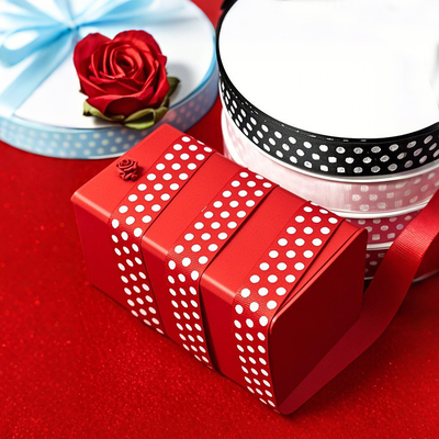 Harga yang bagus DIY Hair Accessories Must-Have Double-Sided Polka Dot Ribbon in Polyester Printed with Luo Ribbed untuk Bow dan Pakaian on line