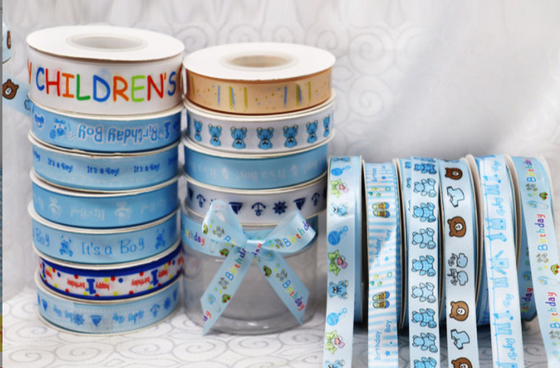 Harga yang bagus Hadiah Baking Bouquet Strap Hari Anak Kemasan Pita dengan warna cetak tenun poliester biru on line