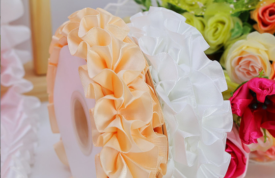 Harga yang bagus 5cm/5m Putih Lipat Mutiara Buket Kemasan Pita Toko Bunga dan Kain renda on line