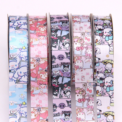 Pita Poliester Kartun Sanrio Pola Lucu untuk Kerajinan DIY Pita Kemasan Kotak Hadiah Sempurna untuk Pelajar