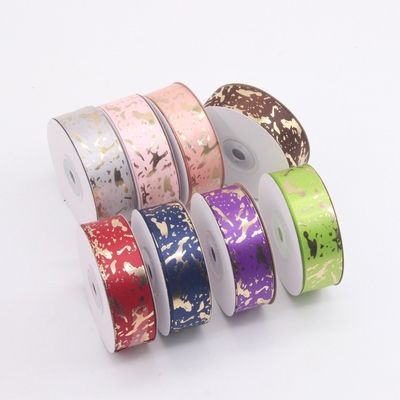 Harga yang bagus Kemasan Kotak Hadiah Pita Hot Stamping 2.5cm dengan Pola Marmer Merah untuk DIY Hari Ayah on line