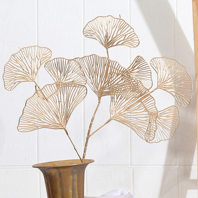 Harga yang bagus Buket Daun Ginkgo Tahun Baru Dekorasi Interior Emas Daun Sutra Bunga Tianjin Produsen Disesuaikan Pengolahan Bunga Palsu on line