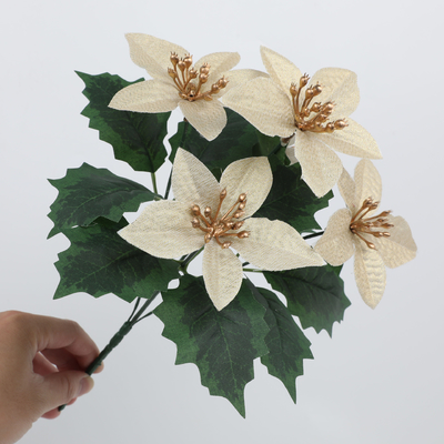 Harga yang bagus Simulasi lintas batas dari poinsettia Dekorasi Natal, hadiah pernikahan, karangan bunga palsu, hiasan DIY, bunga simulasi on line