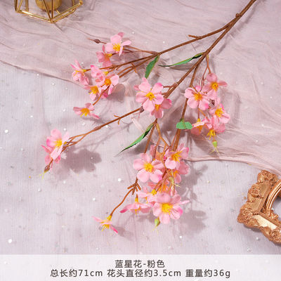 Harga yang bagus Blue Star Flower Simulation Flower Fake Bouquet Artificial Silk Flower Plastik Insertion Dekorasi Bunga Dekorasi Pernikahan Dekorasi ruang tamu on line