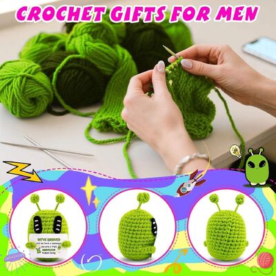 Harga yang bagus Handmade Knit Positive Extraterrestrial Martian Doll Ulang Tahun Teman Kelas Ayah Hadiah Lulusan Boneka Crochet on line