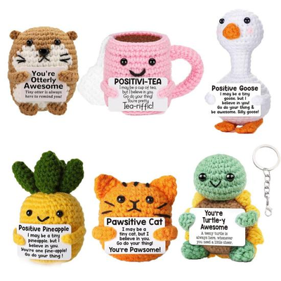 Harga yang bagus Handmade Cotton Crochet Positive Animal Doll, Inspirational Emotional Support Gift for All Occasions on line