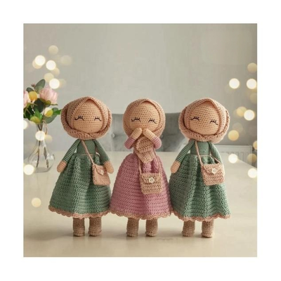Harga yang bagus Muslim Hijab Crochet Doll, 11-30cm 100% Cotton Amigurumi for Ramadan/Eid Gifts on line