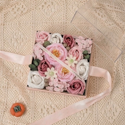 Harga yang bagus Buket Bunga Mawar Sabun Selamanya Buatan Tangan Mewah dalam Kotak Akrilik, Hadiah Bunga Sabun Beraroma Elegan untuk Hari Valentine, Natal & Ulang Tahun on line