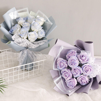 Harga yang bagus Kotak Hadiah Buket Bunga Mawar Sabun Buatan Tangan, Buket Bunga Sabun Wangi Tahan Lama untuk Hadiah Logo Kustom Pernikahan Ulang Tahun Natal Valentine on line
