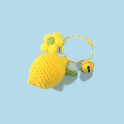 Harga yang bagus Cute Mini Lemon Style Keychain Dipaku Untaian Wool Crochet Keychain Handmade Fashion Bag Aksesoris on line