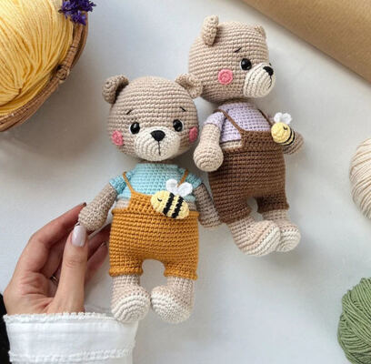 Harga yang bagus Boneka Beruang Amigurumi Rajutan Buatan Tangan Mainan Hewan Teddy Lembut Bayi untuk Anak-anak on line