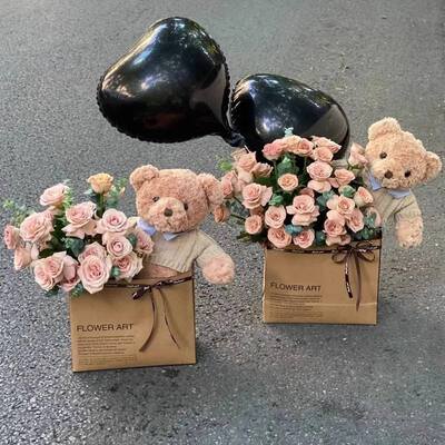 Harga yang bagus Dijamin Kualitas Unik Bunga Bunga Sabun Bunga Kado Kotak Buket Dengan Teddy Bear Bunga kering Bentuk bulat Untuk Valentine Natal Ulang Tahun Pernikahan Model Dekorasi Liburan on line