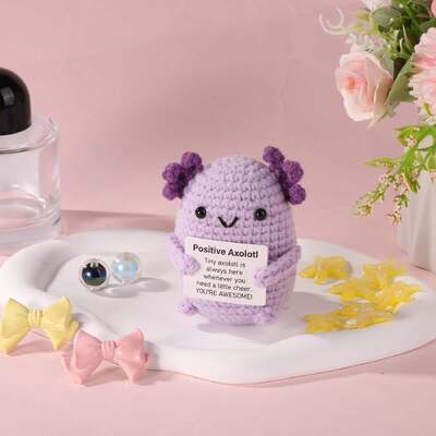 Harga yang bagus Dukungan Emosional Ungu Positif Axolotl Crochet Mini Boneka Mainan Hewan Lucu Inspirasional untuk Menggembirakan Rajutan Hadiah Boneka on line