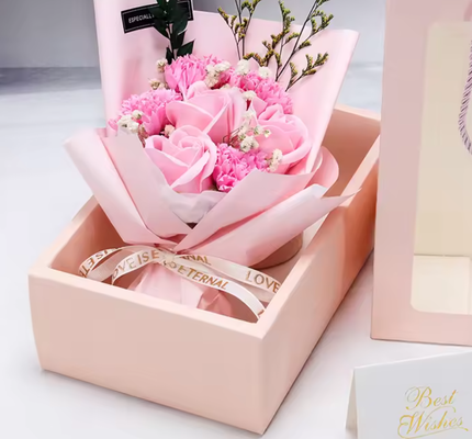 Harga yang bagus Bunga sabun buatan promosi Hari Ibu Hari Valentine Buket hadiah Bunga mawar merah muda buatan tangan Kotak hadiah sabun bunga on line