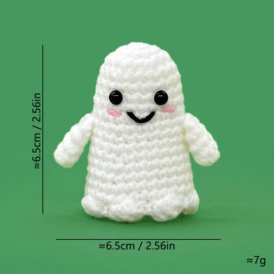Harga yang bagus Grosir OEM Custom Halloween Crochet Ghost Doll Handmade Dipaku Positif Ghost Amigurumi Dengan Penyihir Topi & Kartu Pesan Lucu on line