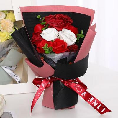 Harga yang bagus Grosir 11 Kepala Buket Bunga Sabun Anyelir Mawar Buatan untuk Hadiah Hari Ibu & Hari Valentine on line
