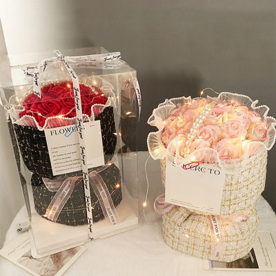 Harga yang bagus Hari Valentine Hari Ulang Tahun Hadiah Mewah Menyinari Bunga Abadi buatan Carnation Rose Sabun Bunga Buket on line