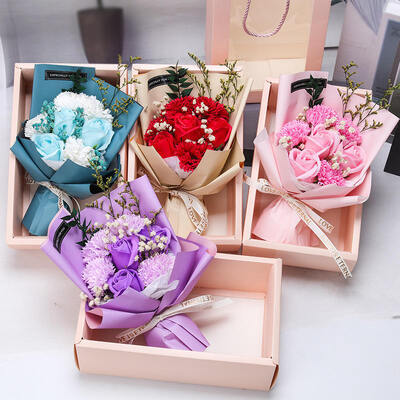 Harga yang bagus Bunga sabun buatan promosi Hari Ibu Hari Valentine Buket hadiah Bunga mawar merah muda buatan tangan Kotak hadiah sabun bunga on line