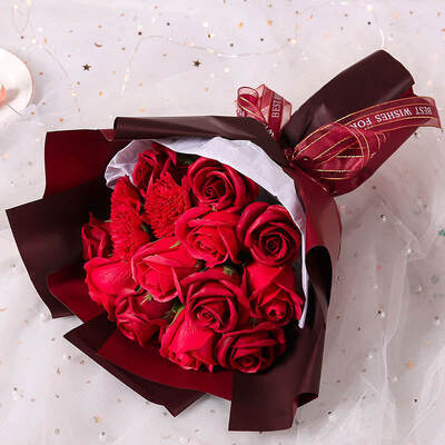 Harga yang bagus Produsen Cina langsung menjual bunga sabun buatan Bunga mawar bunga cengkeh Buket untuk Hadiah Hari Valentine on line
