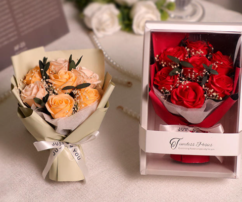 Harga yang bagus Hari Valentine Hadiah Sabun Bunga Buket Ulang Tahun Hadiah Teman Bunga Mawar dengan Kotak 17cm on line
