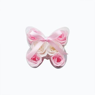 Harga yang bagus Custom Aroma Kupu-kupu Bentuk Bunga Mawar Mandi Sabun Buah Bahan Pernikahan Valentine Hadiah Romantis Sabun on line
